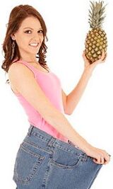 Larred girl with pineapple